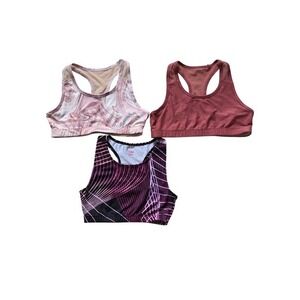 Old Navy Justice Girls Sports Bra Bundle Size L 10-12 12-14 Pink Marble 3 Pack